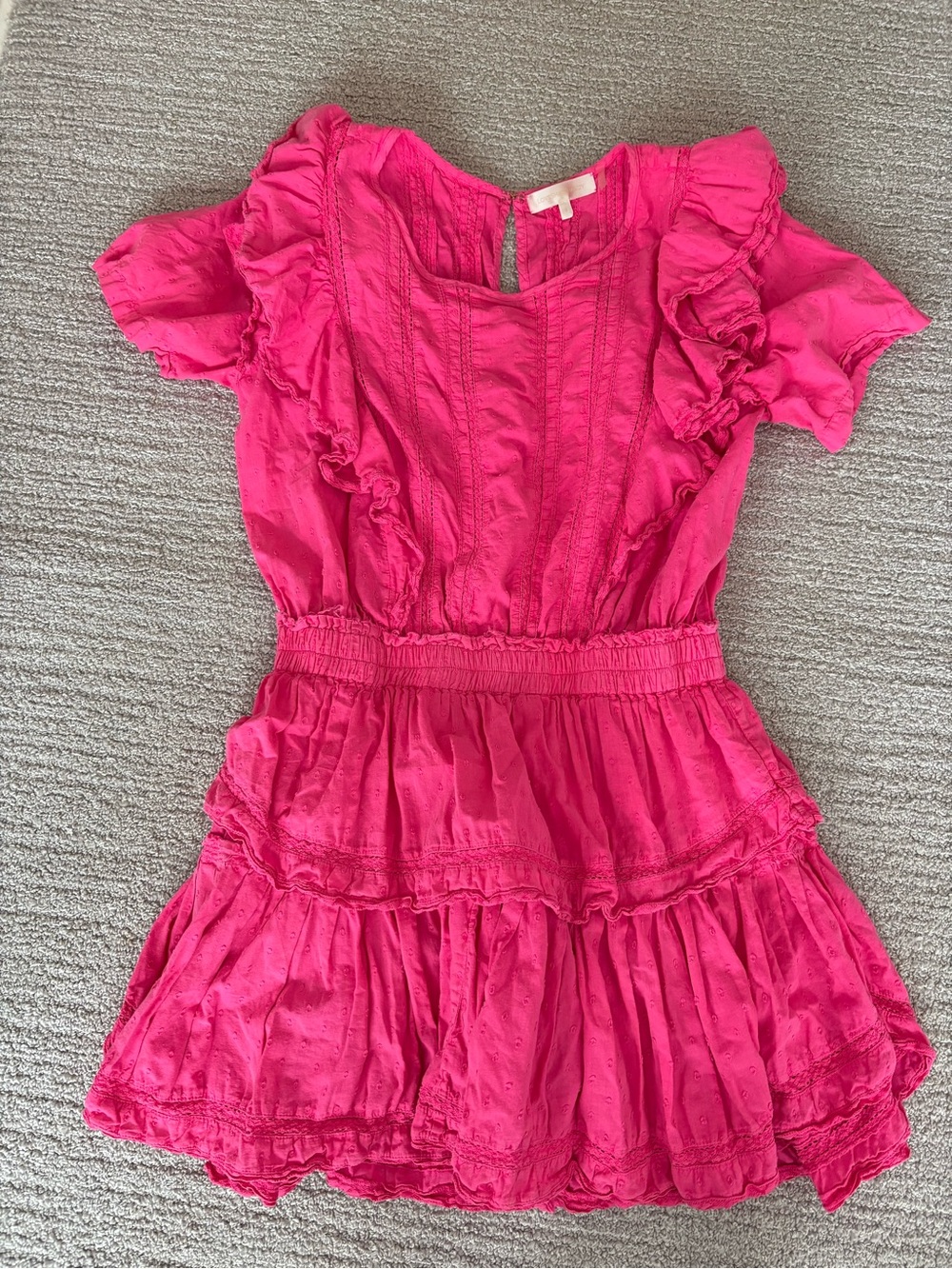 LoveShackFancy Hot Pink Natasha Heritage Mini Dress